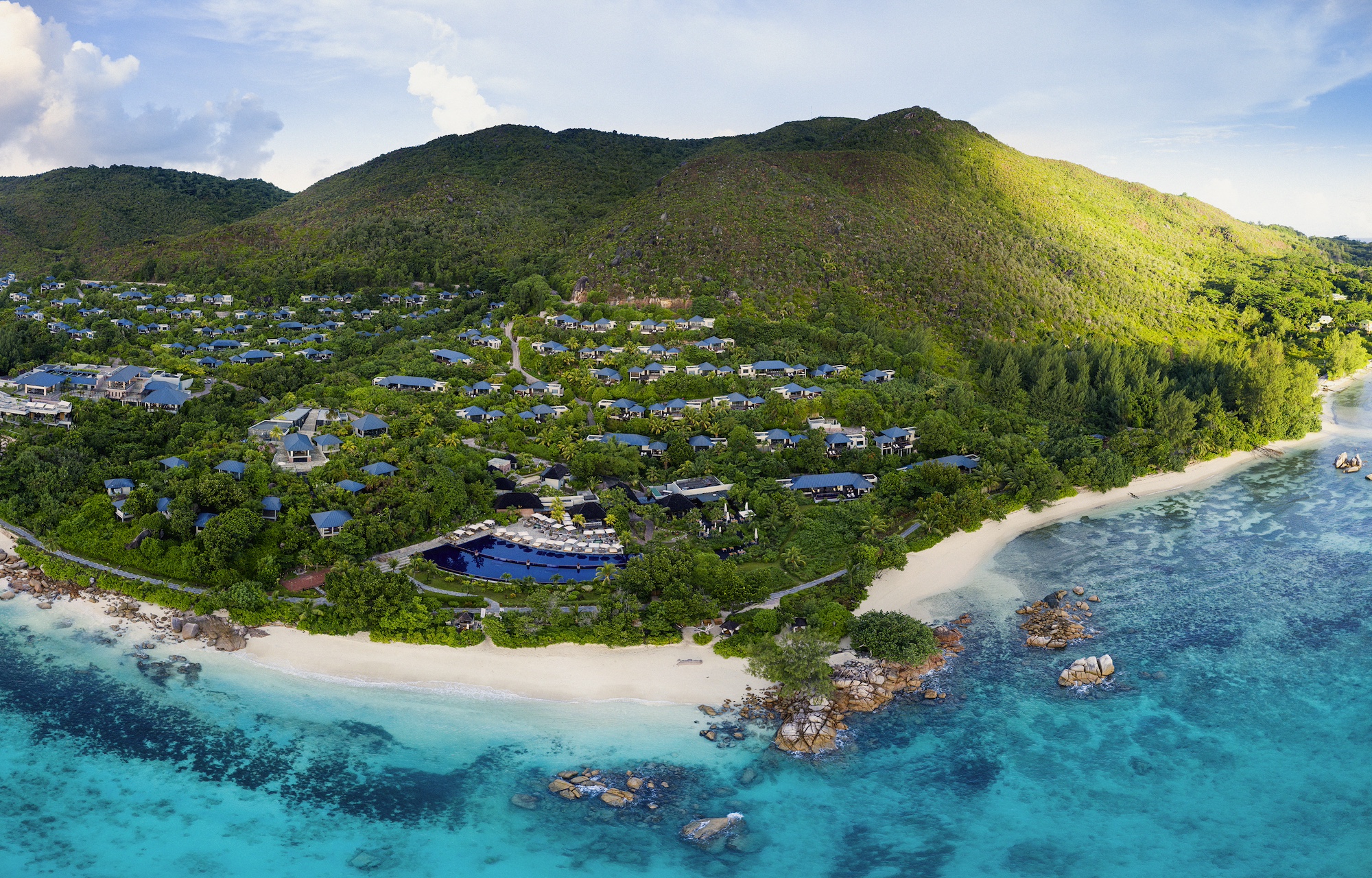 Ariel view of Raffles Seychelles